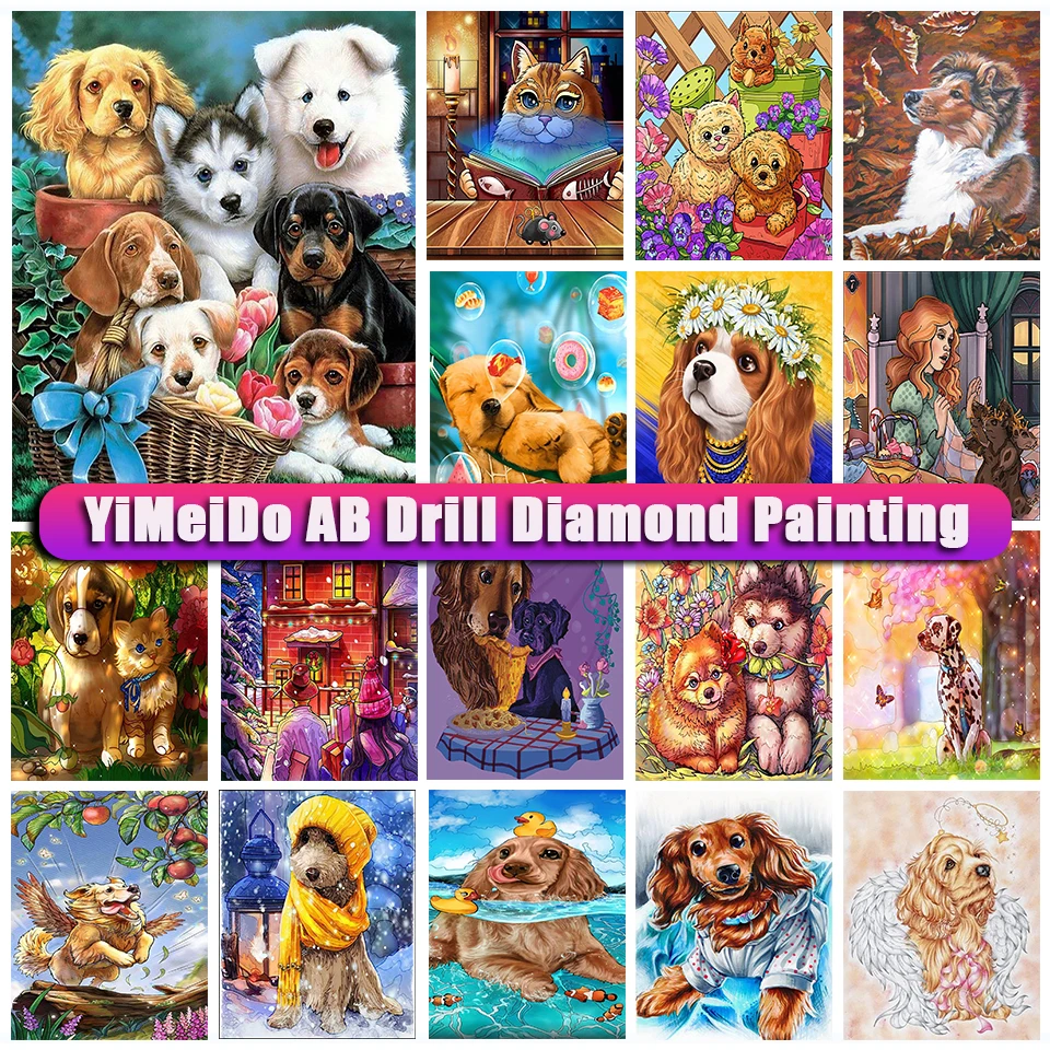 

YiMeido Zipper Bag AB Diamond Painting Animal Cat and Dog Full Drill Diamond Embroidery Mosaic Art Cross Stitch Kits New 2023