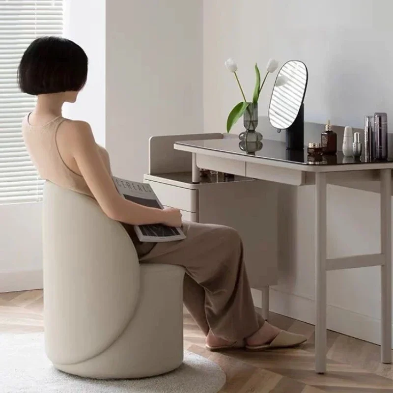 

Light Luxury Makeup Stool for Home Use Vanity Chair Modern Minimalist Backrest Stool Wooden Stool Comfortable Easy To Clean