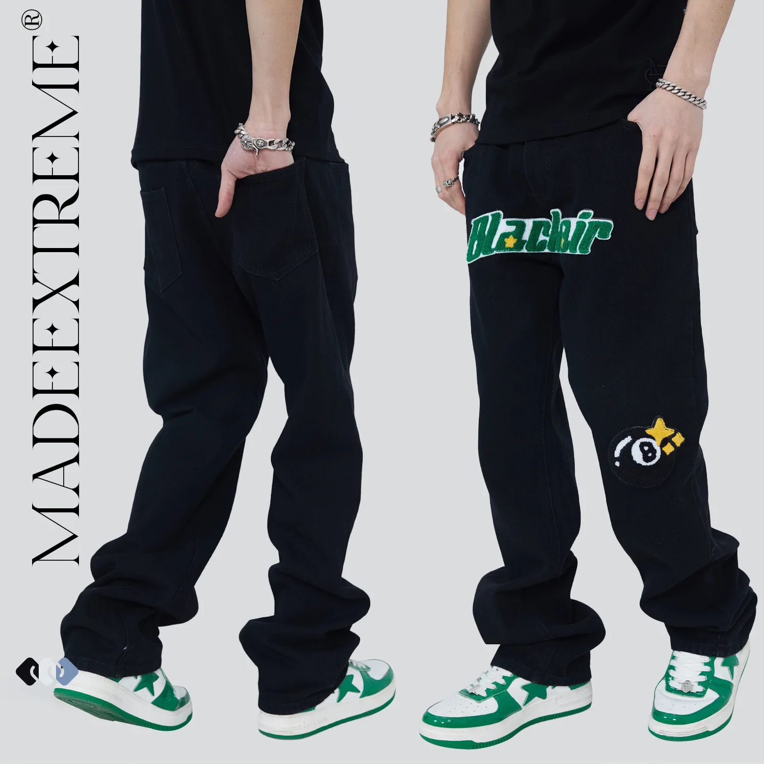 BLACKAIR Baggy jeans street retro casual trousers men and women loose cargo pants korean fashion clothing hip hop jeans