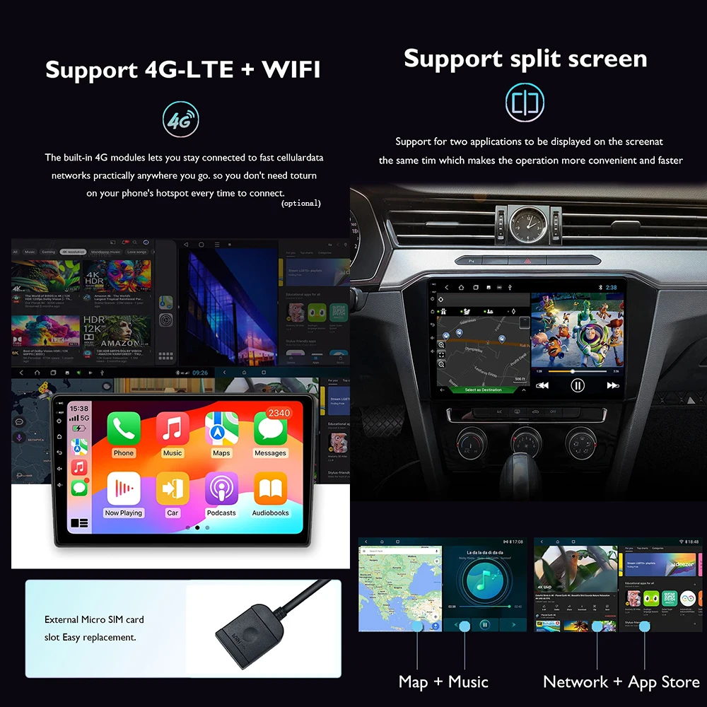 Android 14 Intelligent для Honda Vezel HR V HRV XRV 2015-2020 Разделенный экран 4G + Wi-Fi GPS-навигация