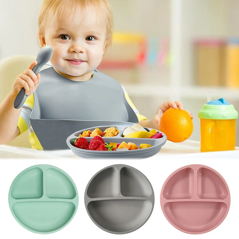 

Baby Silicone Plate Safe Suction Divided Dining Plates BPA Free Children Dishes Toddle Training Tableware Kids Feeding Bowls
