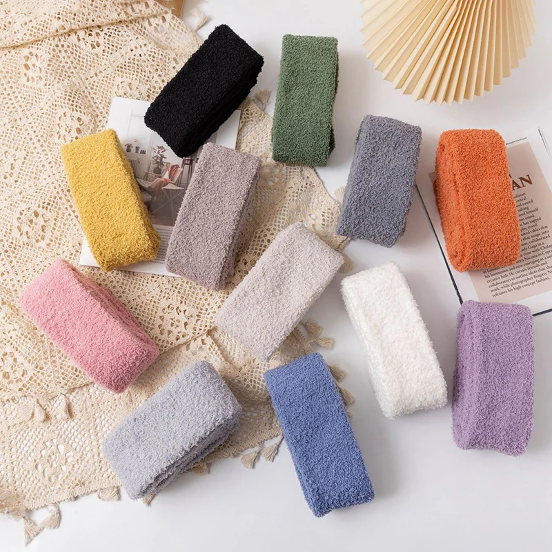 

Jk Fun Soft Thigh Sock Solid Socks Women Sleep High Warm Winter Plush Floor Fleece Lolita Socking Over-knee Long Home High Coral