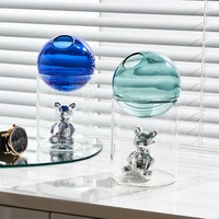 creative bear glass vase home decoration modern living room decor accessories color transparent vase desktop hydroponic vase