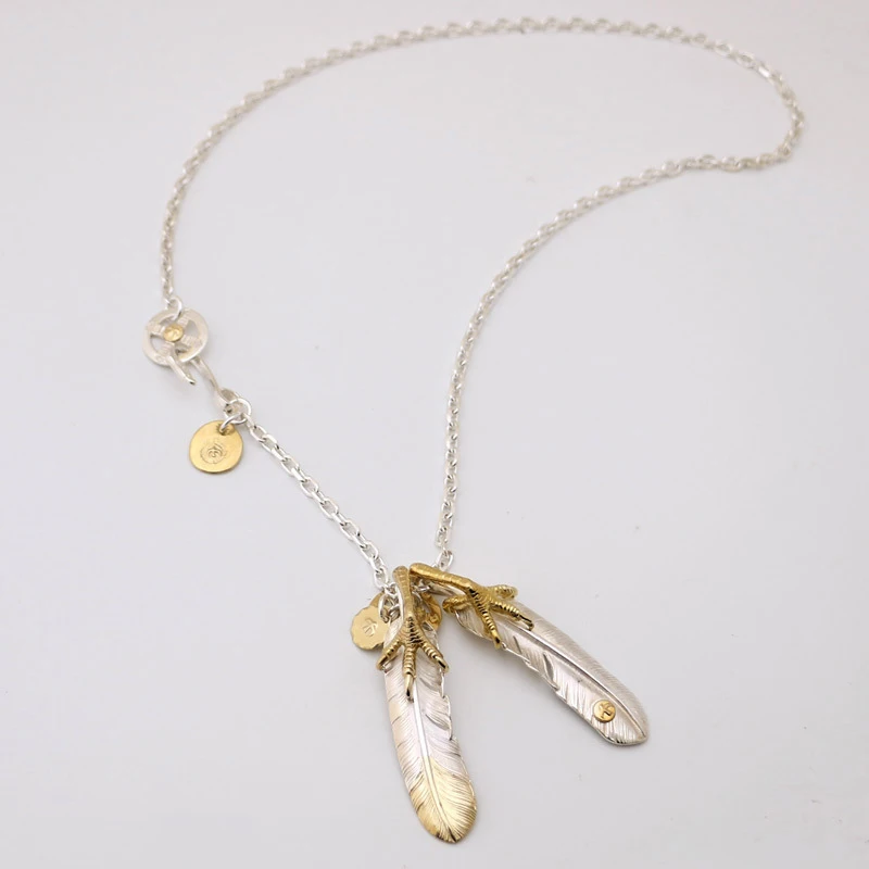 One Break Handmade Takahashi Wu Lang 925 Pure Copper Claw Feather Necklace Set in Stock |