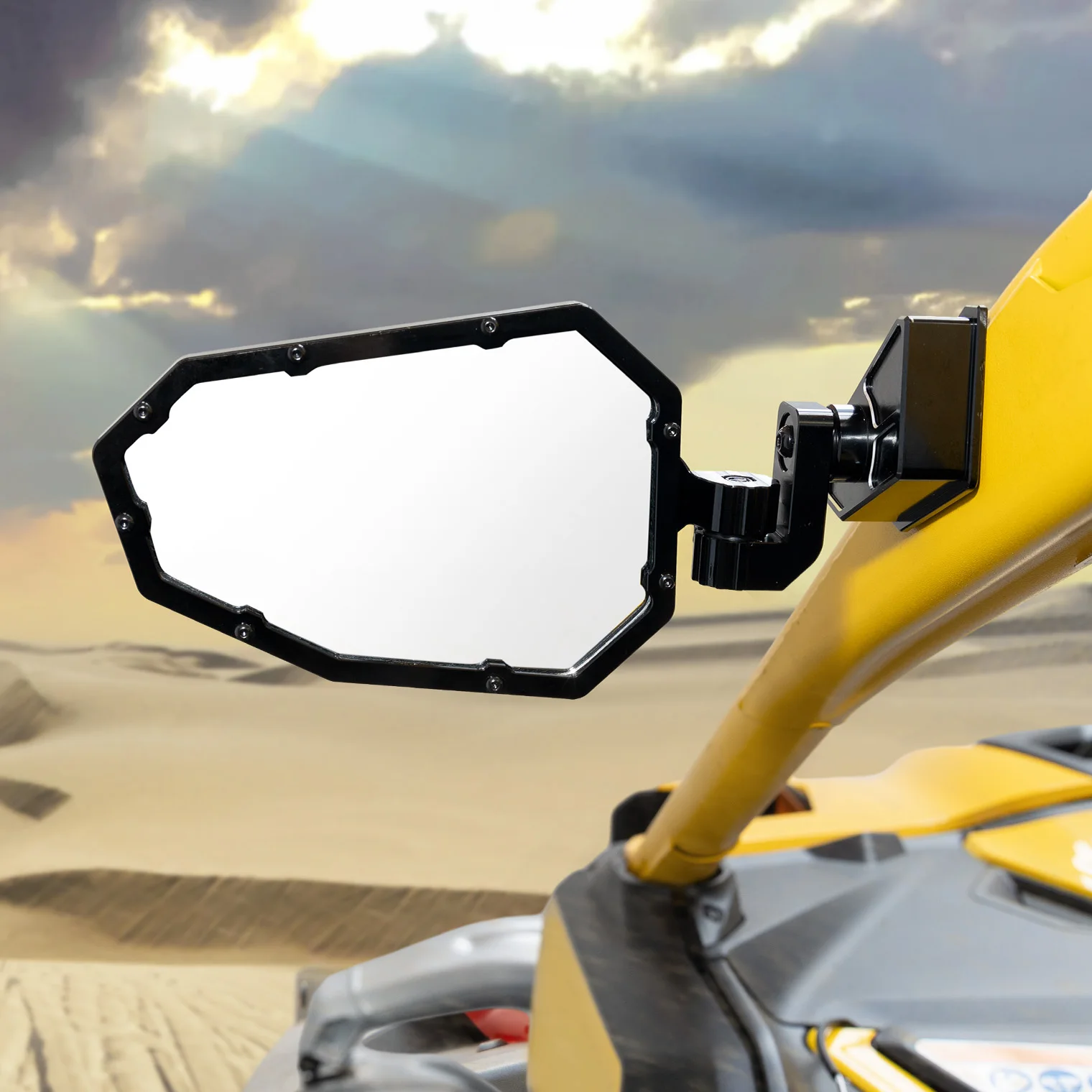 

Боковые зеркала заднего вида UTV, алюминиевые для Can-am Maverick R X RS 2024, улучшенная видимость, безопасность, регулируемые углы, складное зеркало