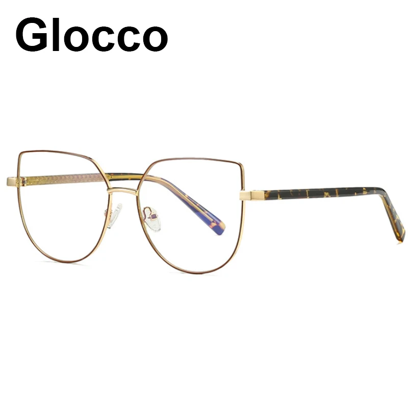 Модные женские очки с искривленными стеклами для чтения с блокировкой синего света из тонкого металлического материала в стиле "кошачий глаз" +1.5 +2 корректирующих диоптрий, защита от УФ-излучения до 400.