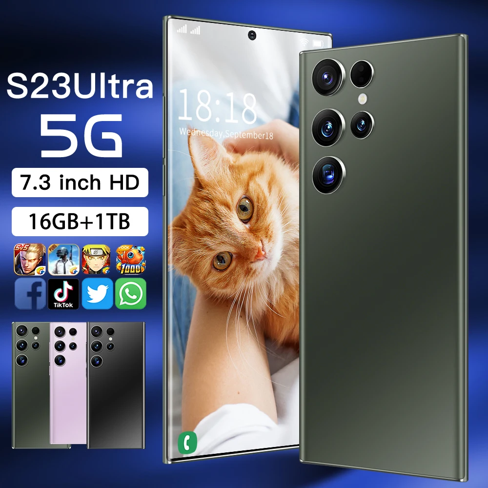 

Новый S23 ультра смартфон разблокированный смартфон Телефон Android 6800 мАч сотовый телефон 7,3 HD экран мобильные телефоны Стандартный оригинальный мобильный телефон