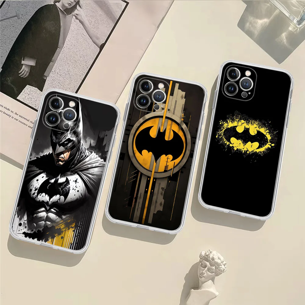 Мягкий силиконовый чехол для телефона B-Batman iphone 15 14 13 12 11 Pro Mini XS MAX 8 7 6 Plus X XR Cover
