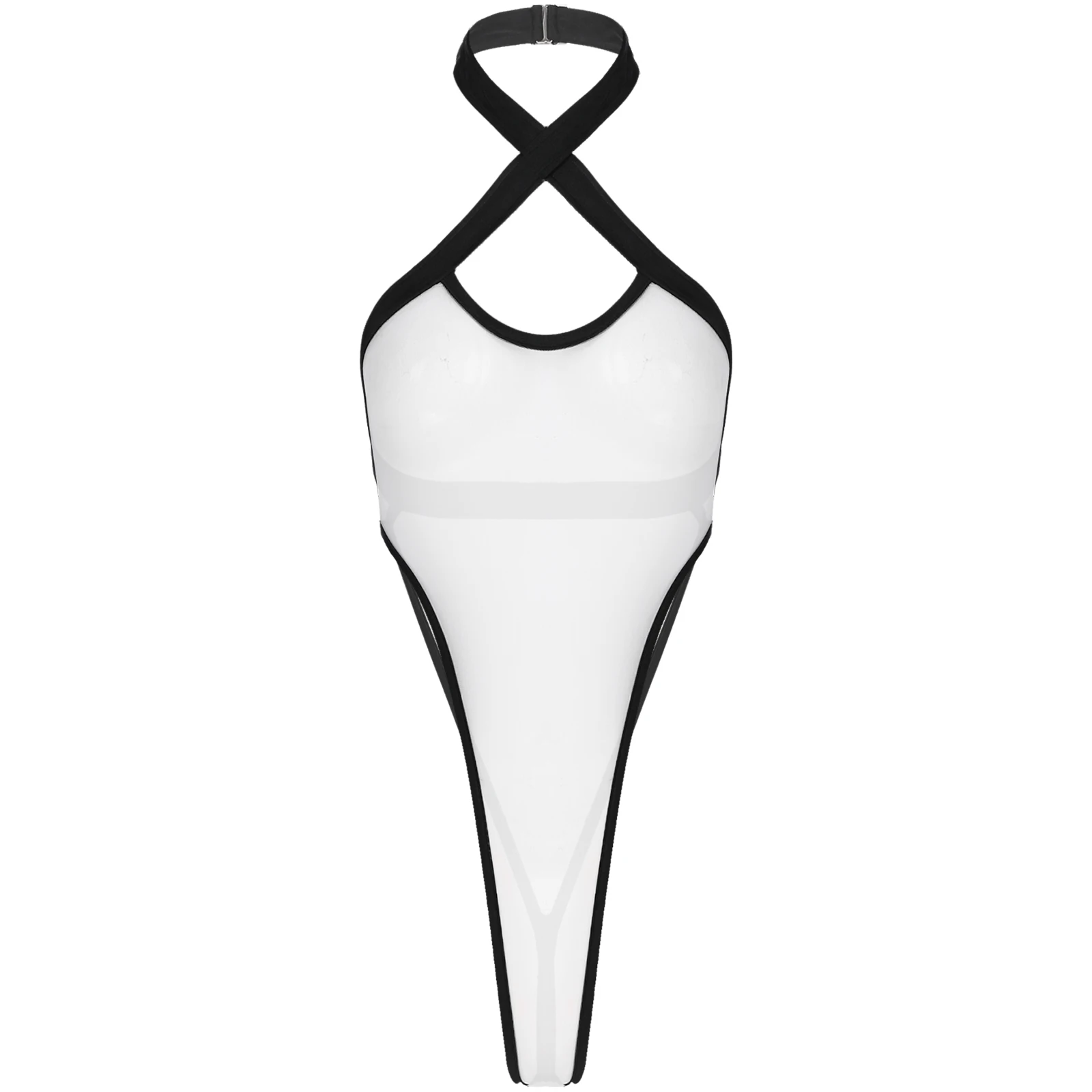 Женское прозрачное Сетчатое боди нижнее белье с лямкой на шее трико открытой