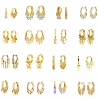 european and american fashion zircon tassel earrings for women 925 sterling silver ear buckle small hoop earrings jewelry
