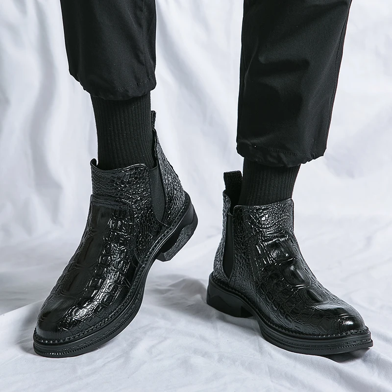 Мужские зимние кожаные ботинки челси высокого качества мужская повседневная