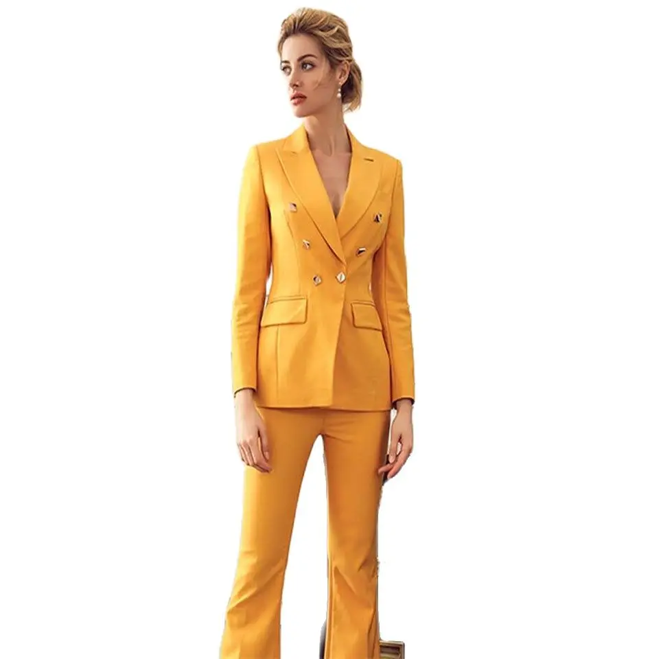 

Yellow Women Suits Formal Ladies Business Suits Office Work Wear Female Suit For Weddings Female Suit Custom Made