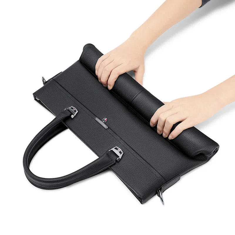 Williampolo Men's Business Handbag Leather Ieisure Shoulder Messenger Bag Korean Version Cowhide Simple Briefcase