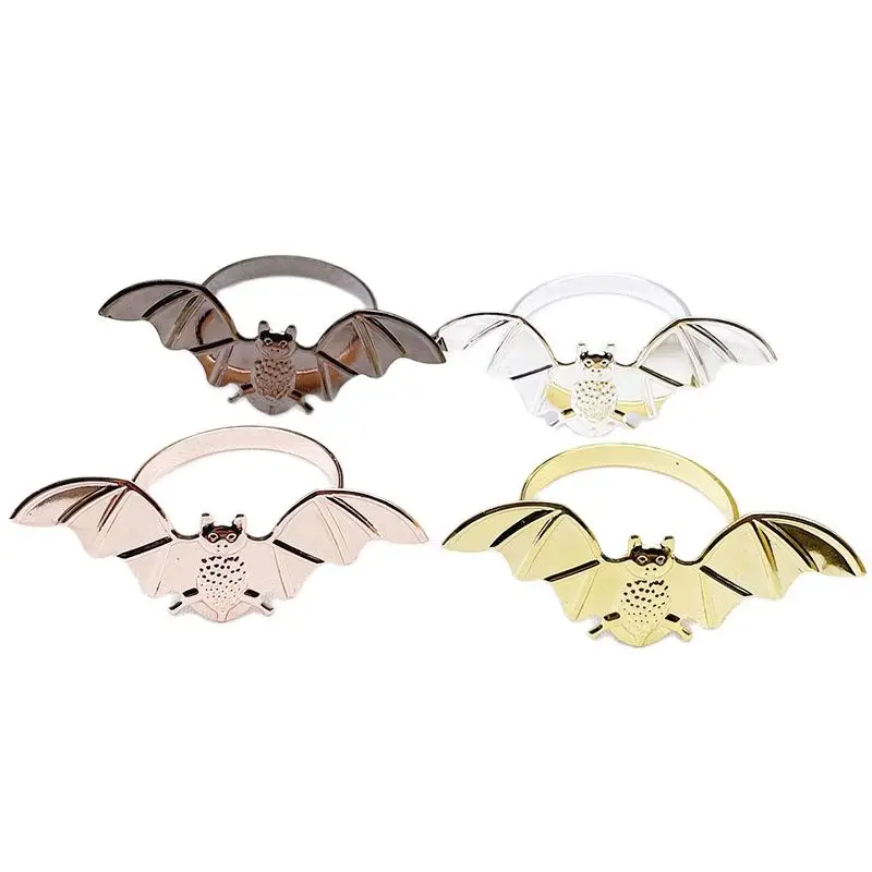 

12pcs/lot Halloween black bat napkin ring metal napkin buckle suitable for holiday party table decoration supplies napkin ring