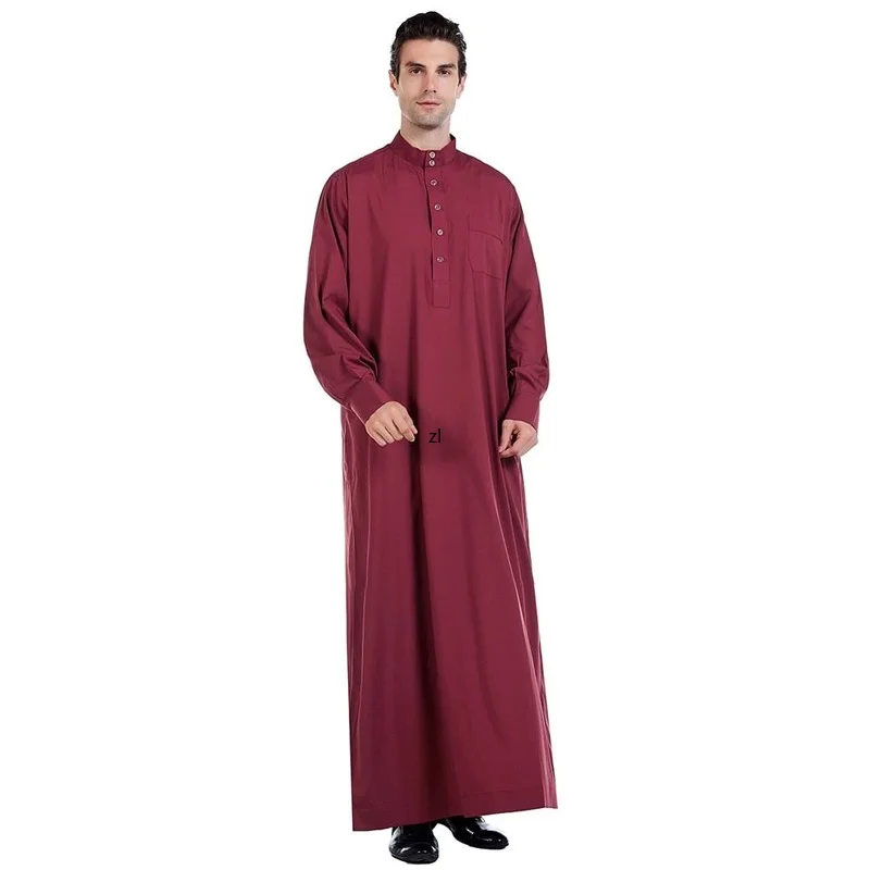 Ramadan Men's Robe Muslim Arab Middle East Men's Robe Solid Color Loose Casual Spring Summer 2022 Kaftan Moroccan Saudi Vestidos