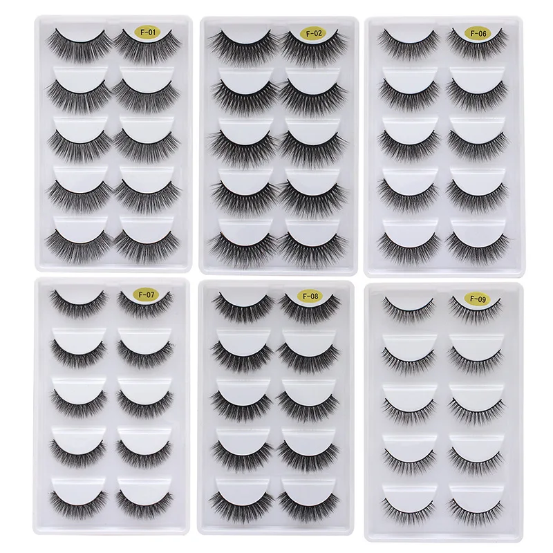 

5 pair 3D Mink Lashes Natural Eyelashes Dramatic False Eyelashes Faux Makeup Wholesale Fake Eyelash Extension