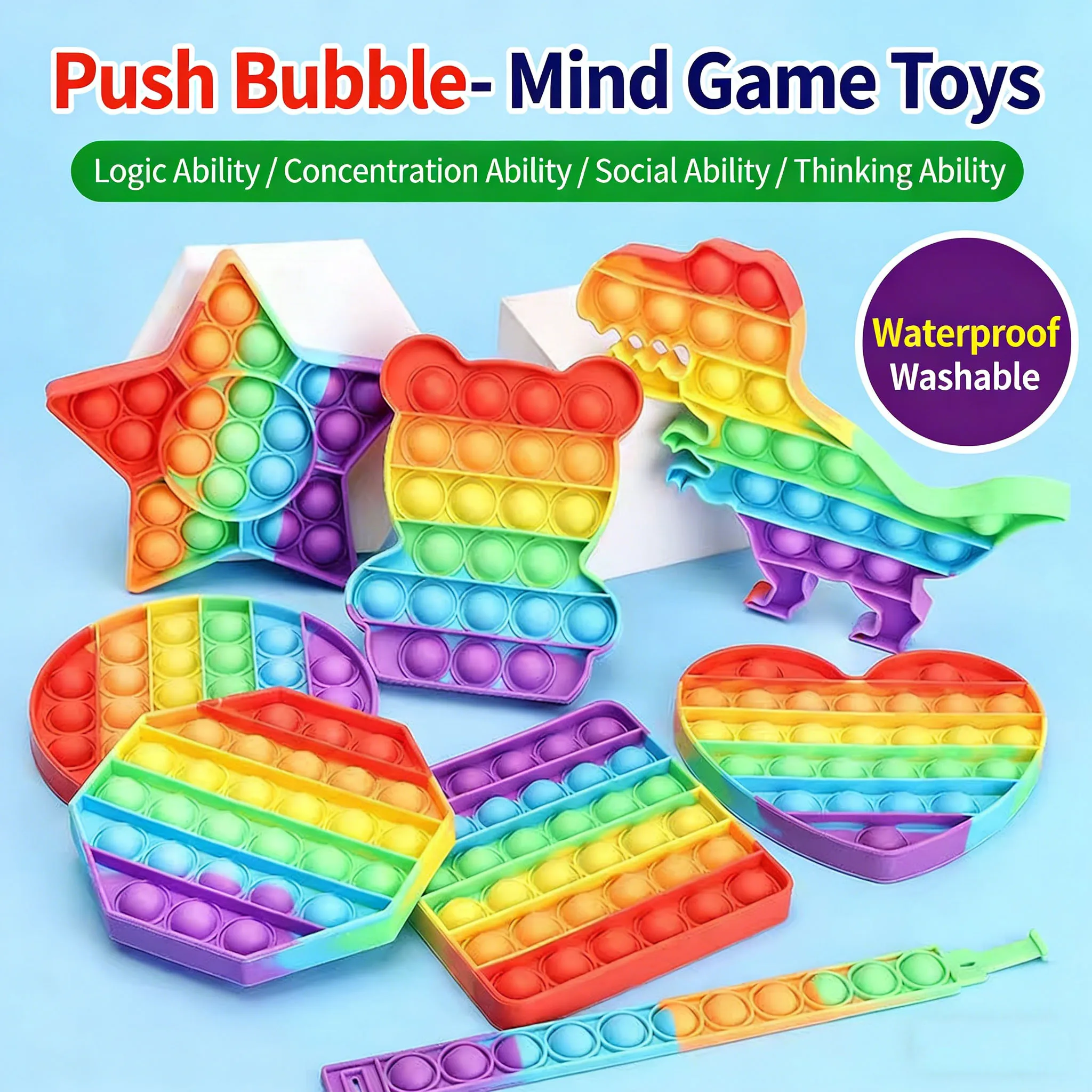 Фото Игрушка-антистресс Rainbow Rat Slayer Pioneer Puzzle: силиконовая шахматная доска для снятия стресса, с функциями нажимания, раскачивания, сжатия и пузырьков №2