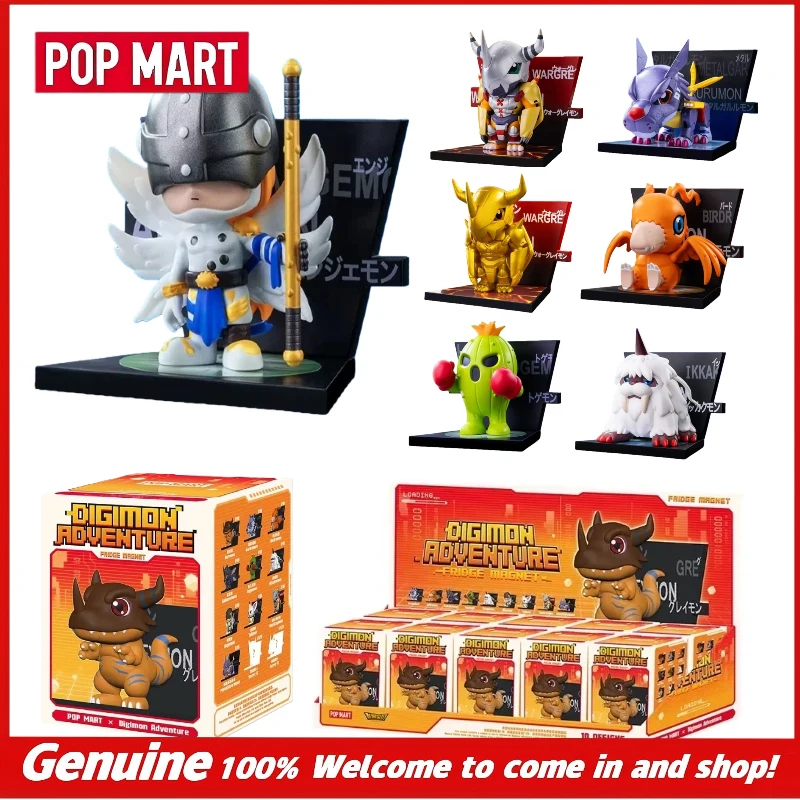 Фото Оригинальные магниты на холодильник POP MART из серии Digimon Adventure, коллекционные фигурки, игрушки, украшения, подарок для фанатов аниме №1