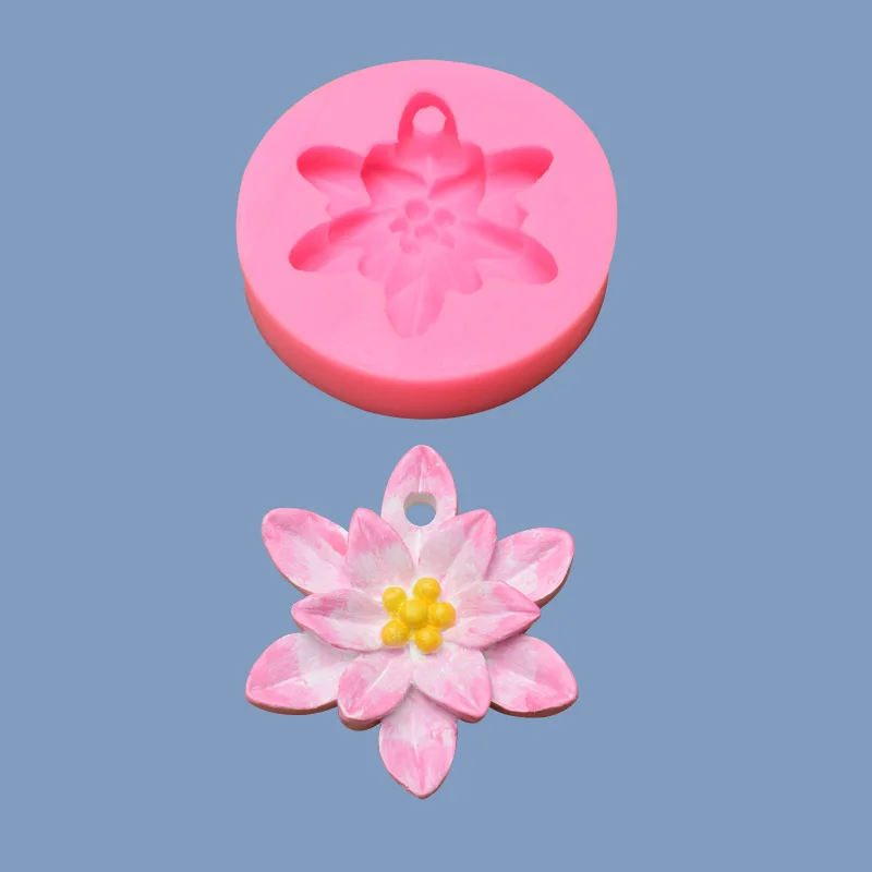 

Hanging Hole Camellia Sugar Turning Silica Gel Mold Aromatherapy Gypsum Car Pendant DIY Baking Tool