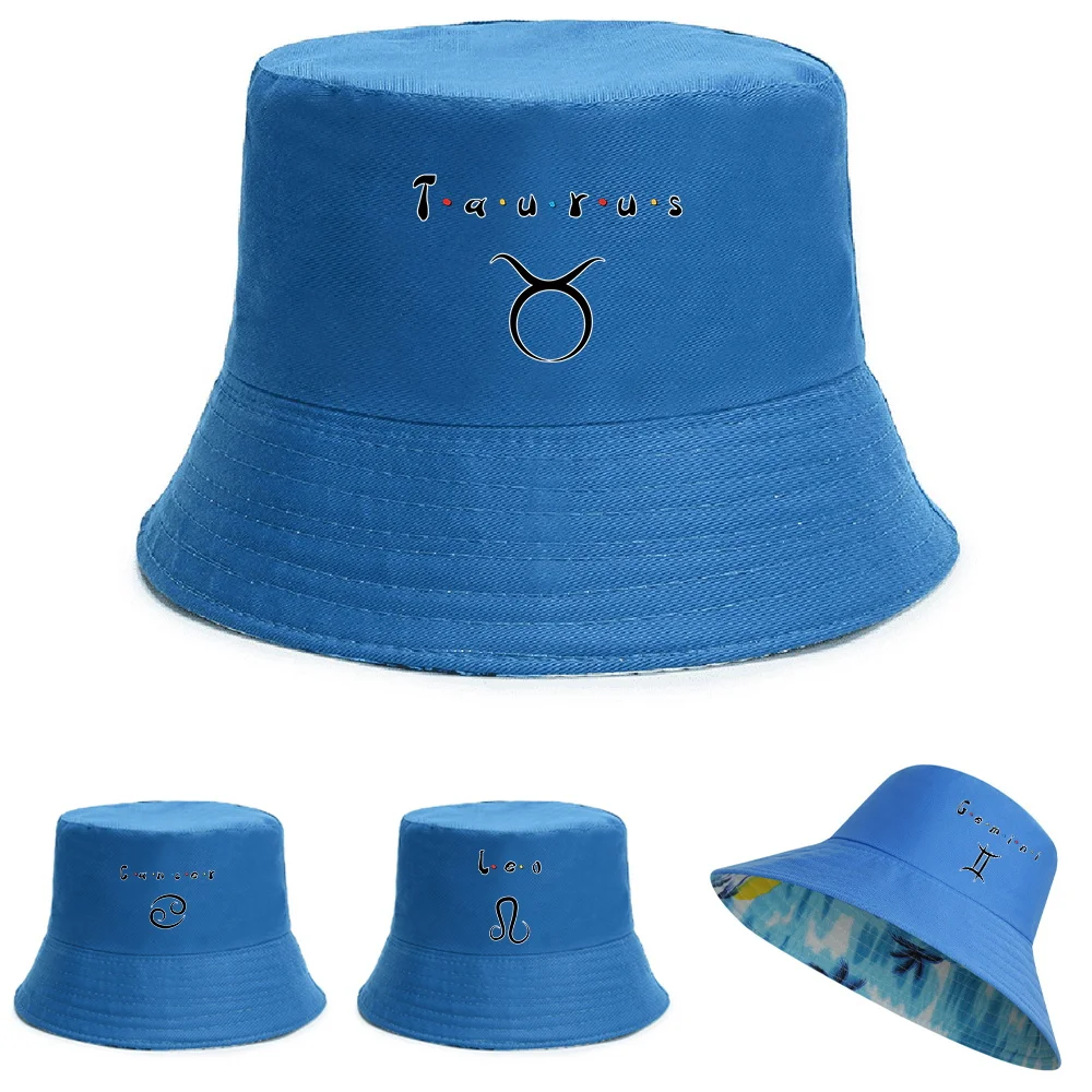 

Fashion Bucket Hats Men Women Cotton Outdoor Reversible Fisherman Caps Beach Fishing Hat Girl Boy Constellation Print Panama Hat