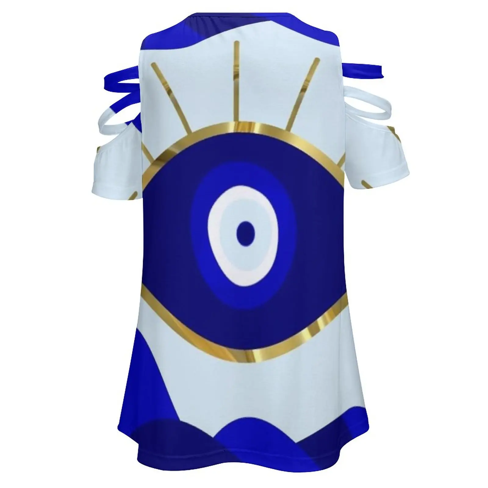 Lava All Seeing Blue Evil Eye Новая мода Топ с открытыми плечами на молнии короткими рукавами