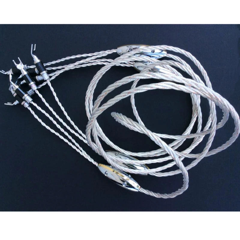 

Audiophile Audio Speaker Cable Silver Gold HiFi Loudspeaker Wire Banana & Y Spade Plug