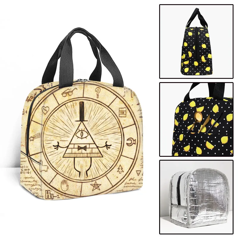 Disney Gravity Falls Kids School Insulated Lunch Bag Thermal Cooler Tote Food Picnic Bags Children Travel Lunch Bags