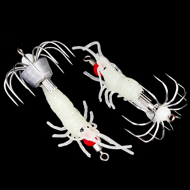 

Wood Shrimp Squid Hooks Luminous Squid Jigs Lure Artificial Shrimp Fishing Bait Supplies