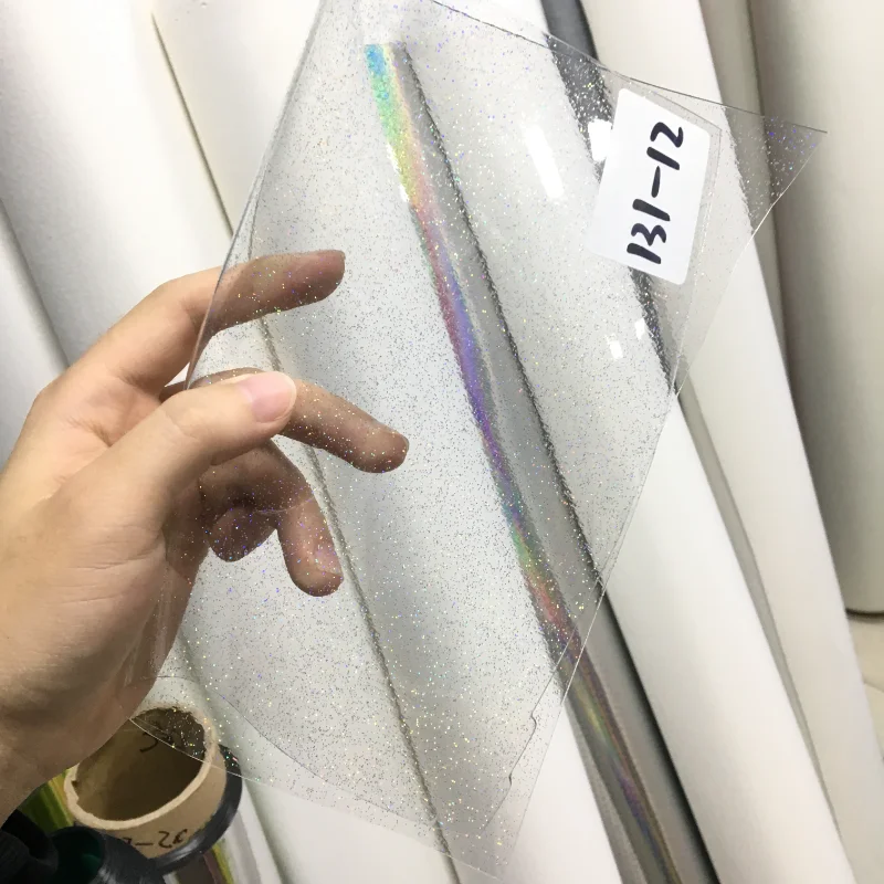 

Glitter Stars Holographic Transparent PVC Vinyl Film Faux Leather Sheets for DIY Making Earings Hair Bow Ribbon Notebook covers