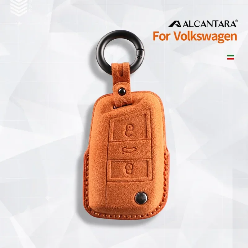 

Suede Car Key Case Keychain For Volkswagen Polo Lavida Bora Sagitar Tiguan Golf 7 Skoda Octavia Key Cover Protector Accessories