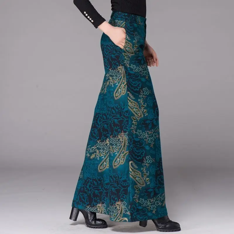 Осенне-зимняя женская юбка с принтом на эластичных пуговицах модная свободная