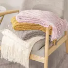 Вязаное одеяло с кисточками, однотонное одеяло для дивана, чехол в скандинавском стиле, домашний декор, переносное и дышащее одеяло для кровати