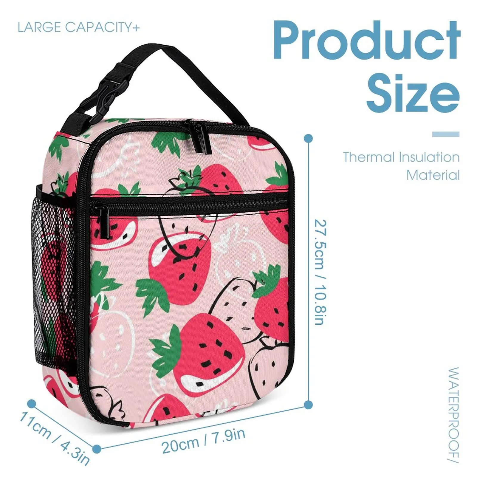 3PCS/Set Kids Fruit Backpack Full Printing Book Bag School Bag for Teenager with Lunch Bag Pencil Case Mochila
