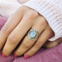 woman fashion bohemian natural moonstone rings for girl engagement party wedding boho jewelry rings gifts female anillos