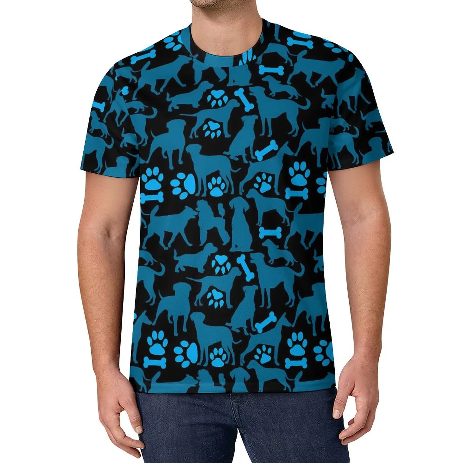 

Cute Dog Print T-Shirt Animal Silhouette Trending T-Shirts Man Awesome Tee Shirt Premium Short-Sleeve Graphic Tees Plus Size 6XL
