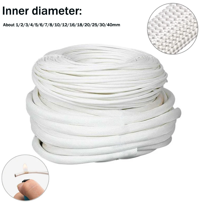 

3M 1-30mm Diameter 600 Deg High Temperature Braided Soft Fiber Tubing Insulation Cable Sleeving Fiberglass Tube