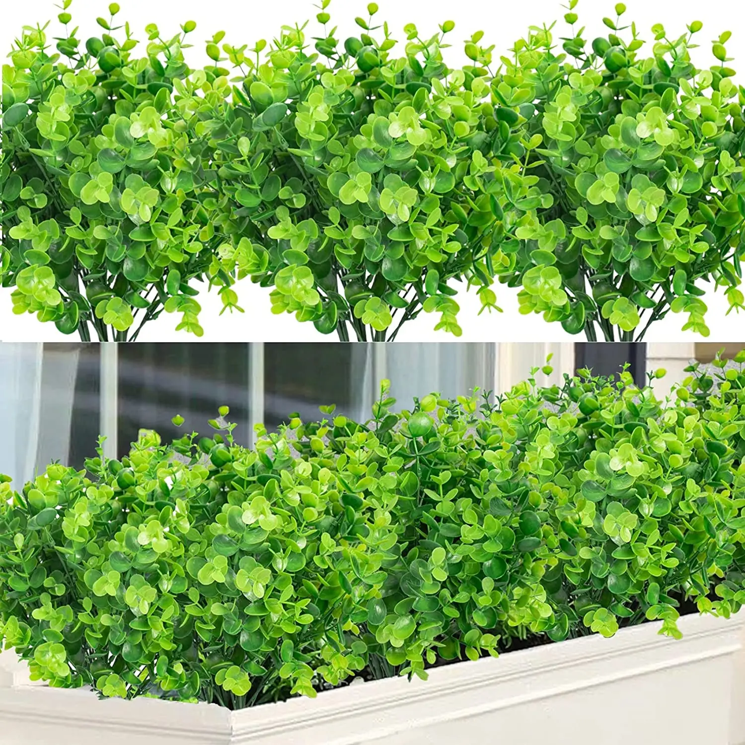 7 Bundles Artificial Greenery Stems Fake Plants Fade Resistant Faux Plastic Eucalyptus Stems