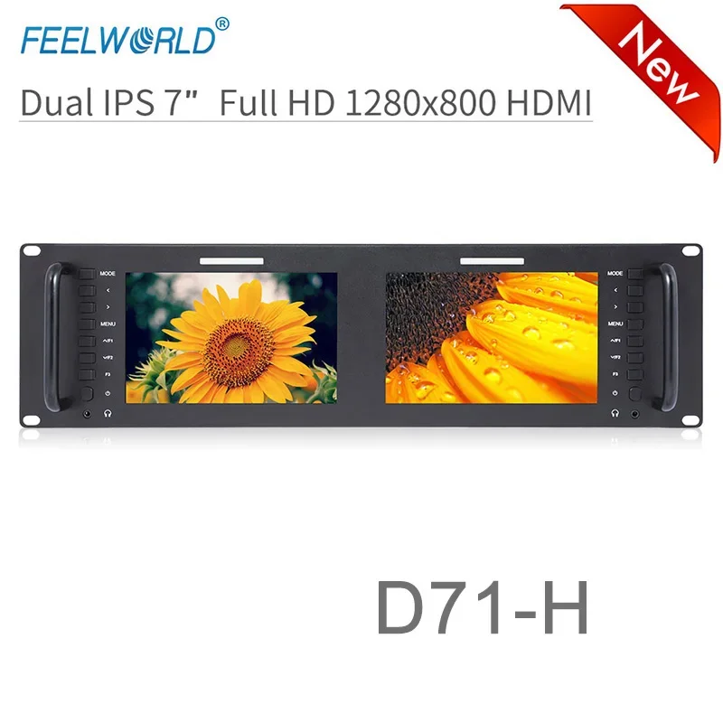 Feelworld D71-H Двойной 7-дюймовый 3RU IPS 1280x800 HDMI ЖК-монитор для монтажа в стойку