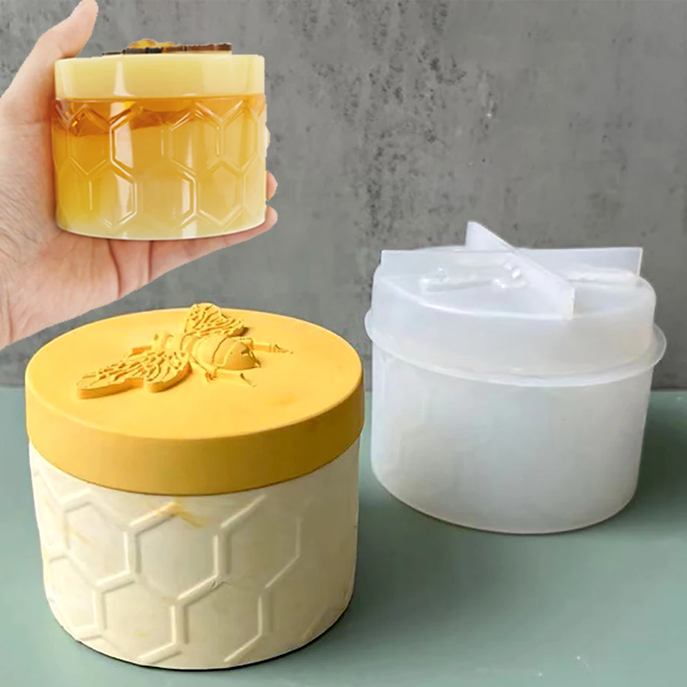 

Медовая фотоформа с крышкой, фотоформа для свечей, контейнер для хранения ручной работы, бетонная цементная форма, декор для домашнего твор...