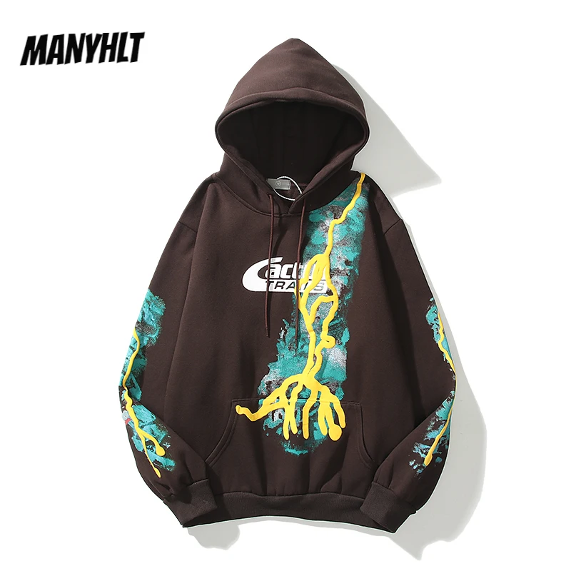 

Harajuku Lightning Print Fleece Spring Autumn Mens and Womens Sweatshirts Harajuku Oversize High Street Loose Casual Hoodies