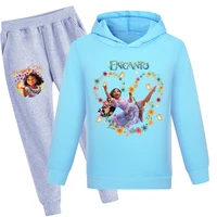 2022 new disney spring and autumn encanto print comfortable cute boys and girls sweater casual pants set