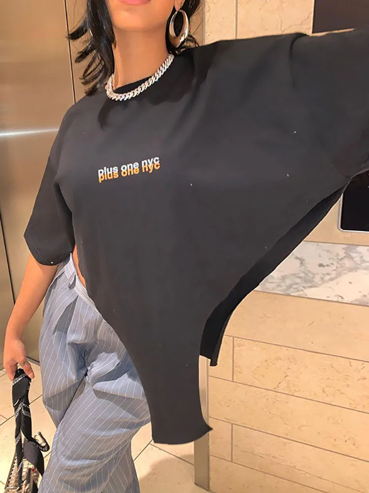 Simenual повседневные футболки с буквенным принтом в городском стиле свободные