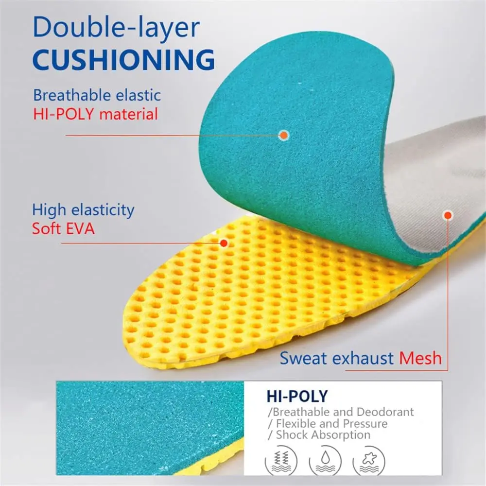 Elastic Shock Absorbing Shoe Insoles Breathable Honeycomb Sneaker Inserts Sports Shoe Insole Replacement Insoles