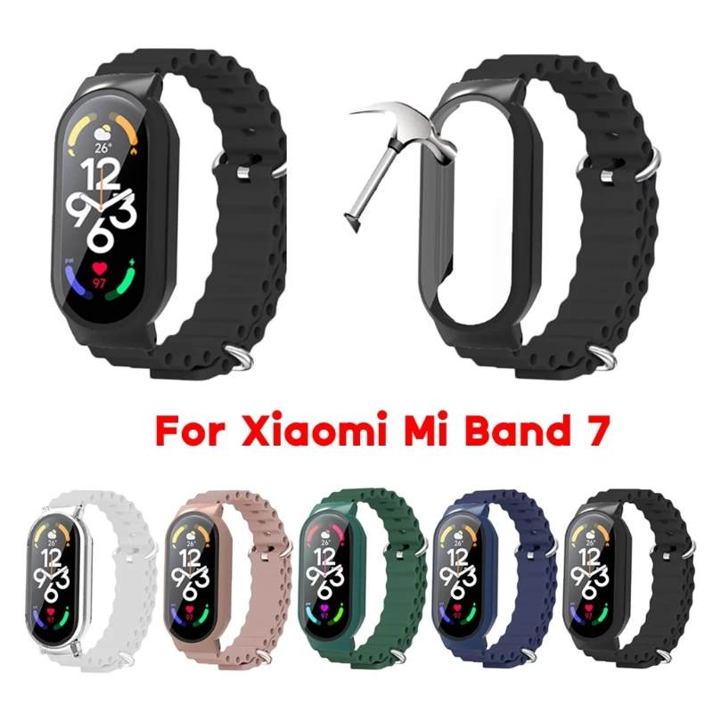 

Ремешок для часов 3 в 1, Силиконовый водонепроницаемый браслет для Mi-Band 7, регулируемый M76A
