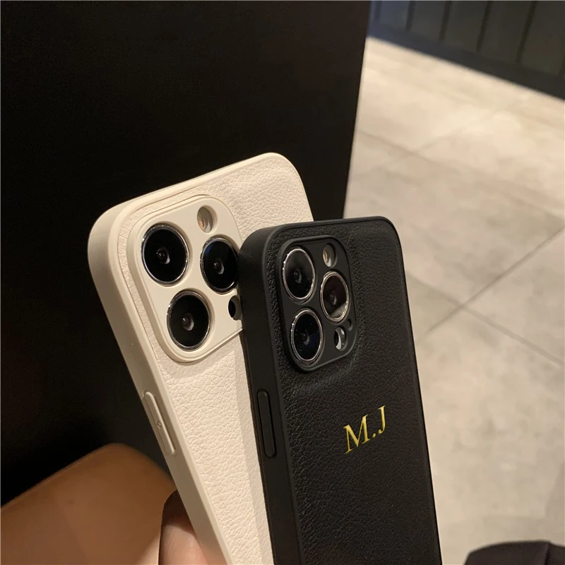 Personalized Customized Luxury Leather Phone Case For iPhone 14 Pro 13 12 11 Pro Max 14 Plus 14Pro Funda Hard Back Cover Cases