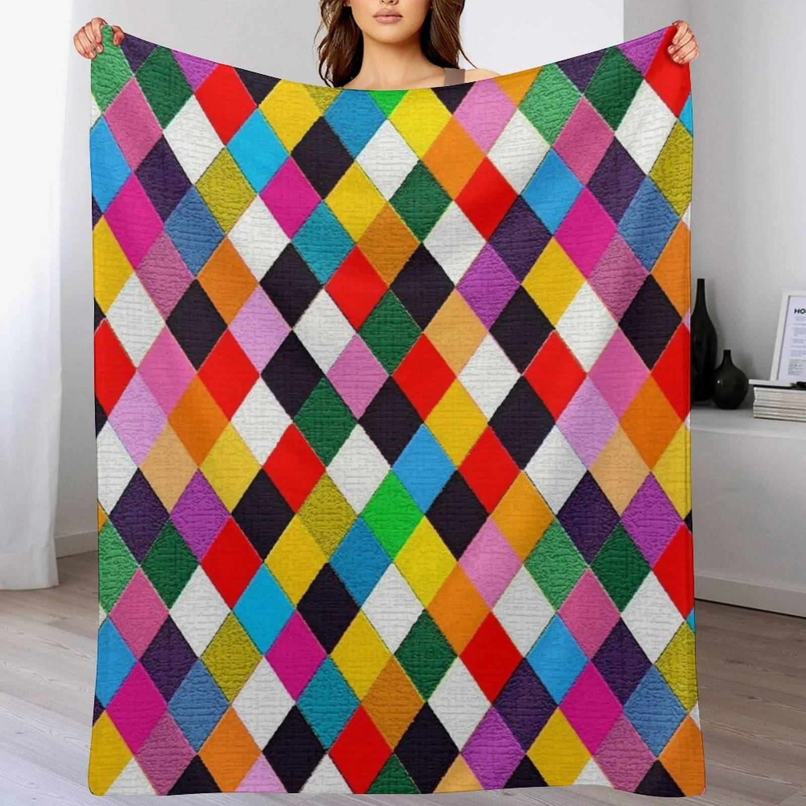 MARDI GRAS HARLEQUIN PATTERN Красочные карнавальные бриллианты Bulgan Lumini Плед Фланелевые