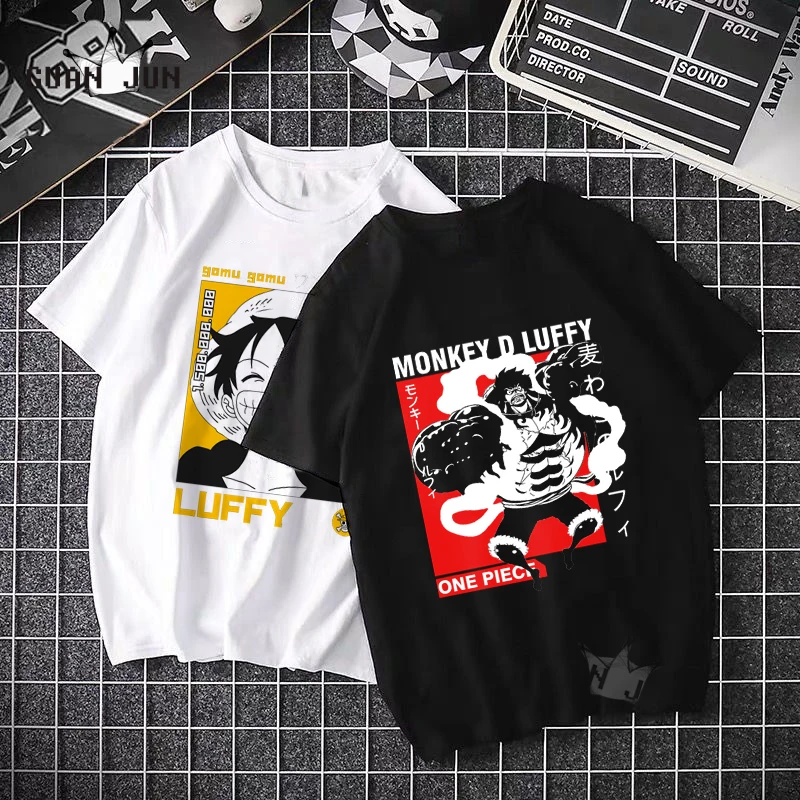 

ONE PIECE Luffy Zoro Men's Tshirt Harajuku Cool Cotton Black Short Sleeve T Shirt Japanese Anime Summer T-Shirt Streetwear Tops
