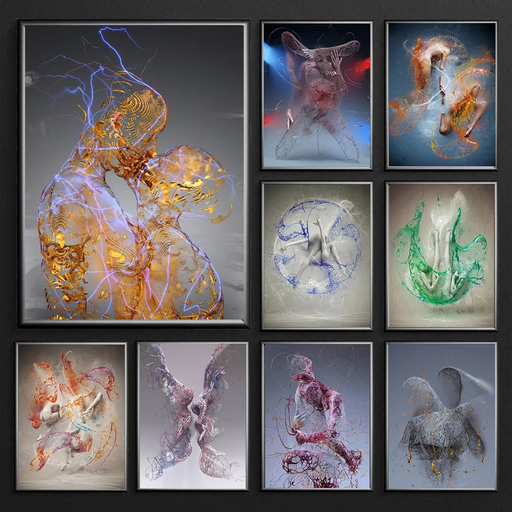 

Металлическая фигурка, статуя, искусство, холст, живопись, абстрактная скульптура, постеры и печать, Настенная картина для гостиной, украшение для дома