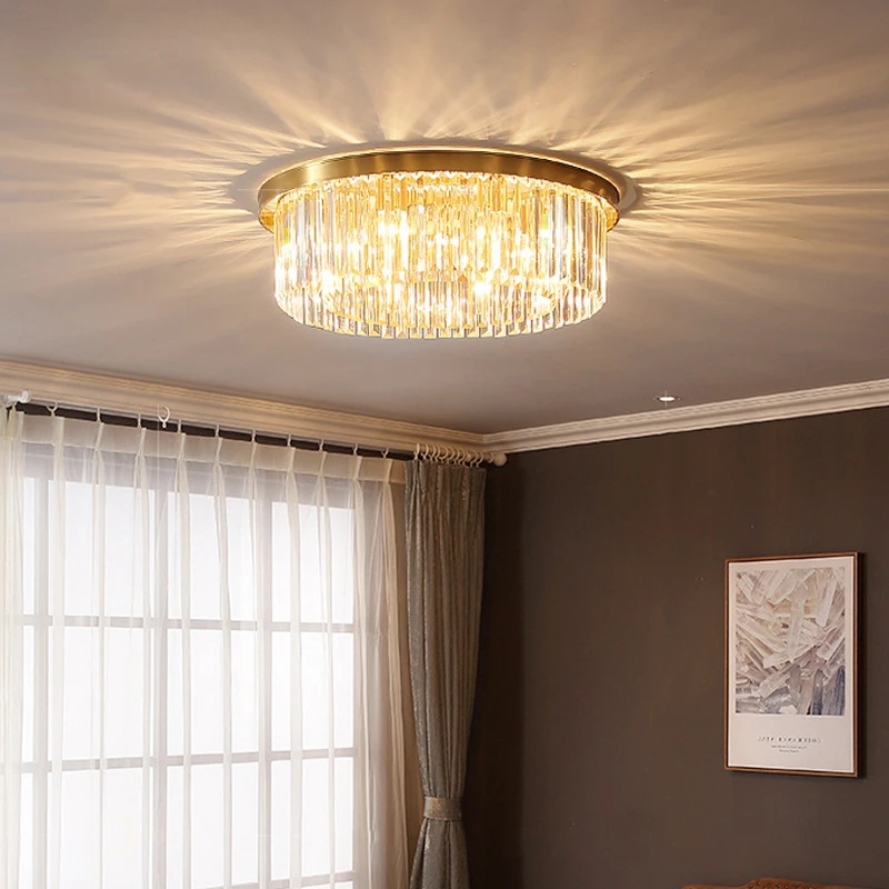 

Lamp in the Living Room Spot Crystal Pure Copper Ceiling Lamp Post-Modern Light Luxury Bedroom Room Ceiling LampSimpleStudy Lamp