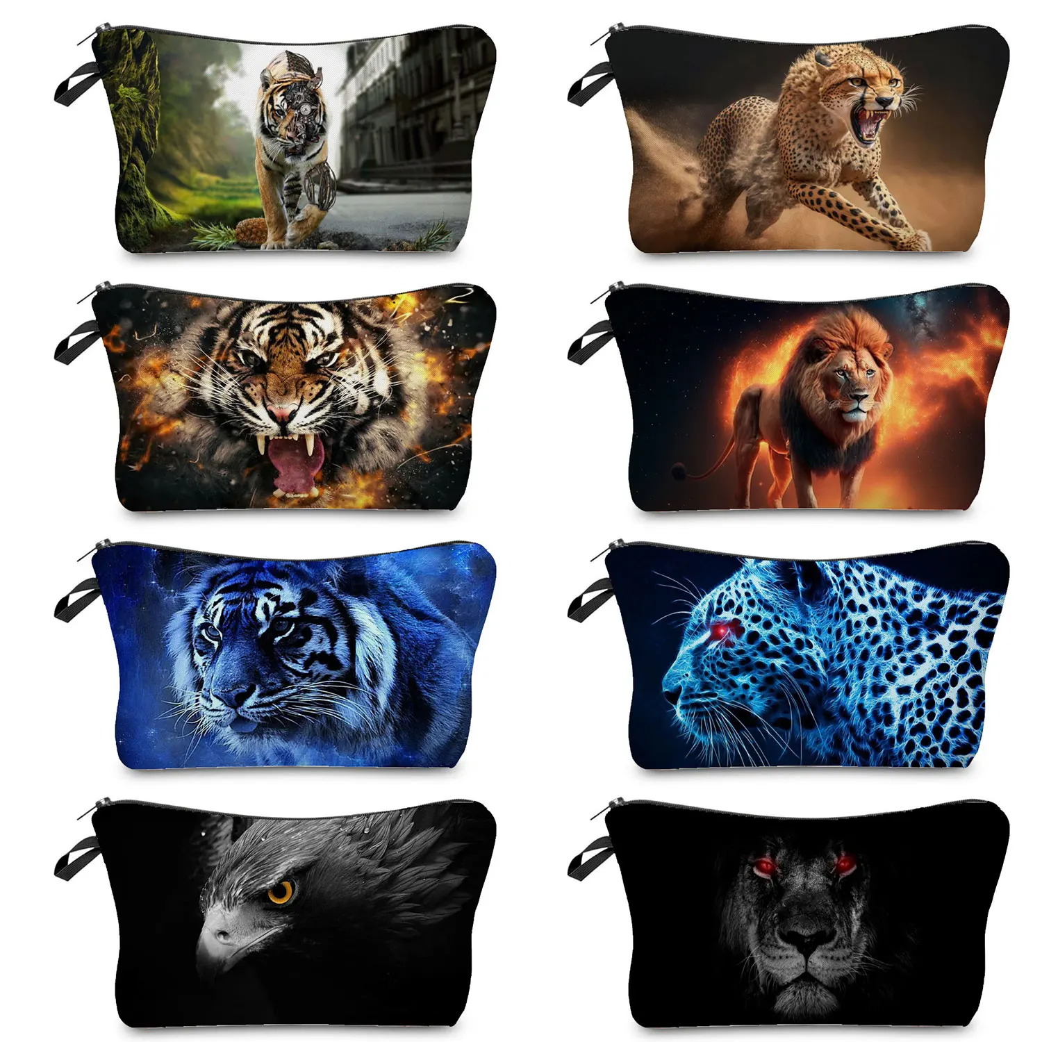 

Makeup Bags Women Toiletry Bag Cosmetic Bags Traveling Portable Fashion Tiger And Lion Pattern Personality Animal Printed Design